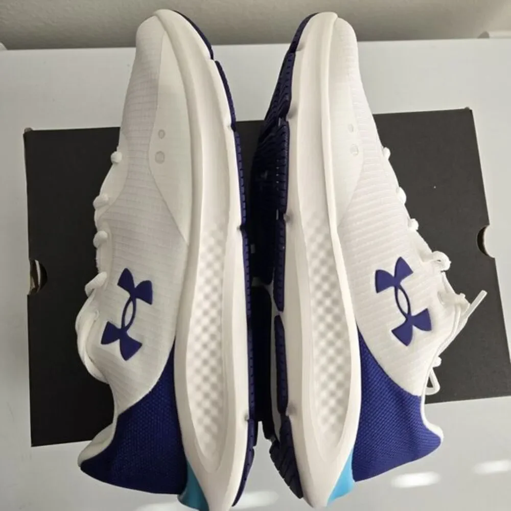 Under ARMOUR Charged Pursuit 3 TECH Men's Size 11.5 White Blue Gym Running Train